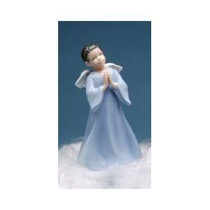  3.5 inch Angel Boy Figurine Praying In Blue Gown With White 