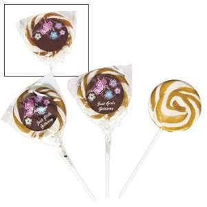 24 Personalized All Aflutter Brown Swirl Pops   Suckers & Pops  