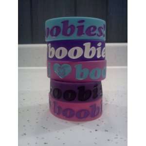   Love Boobies Breast Cancer Awareness Bands Pack of 6 (1 of each color