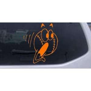 Orange 8in X 6.9in    Screaming Baseball Ball Sports Car Window Wall 