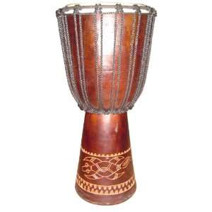  23 African Djembe Engraved Wood Drum 