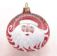 Red WindSwept Santa 80mm Ball Ornament  by  Christinas World  