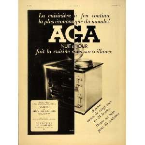 1937 French Ad Aga Cooker Stove Kitchen Range Heater   Original Print 