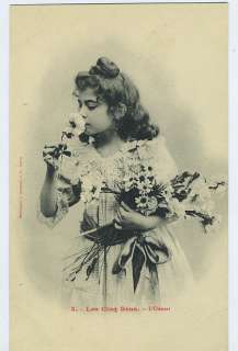 Five senses Child Girl old 1900s postcard lot SET of 5  