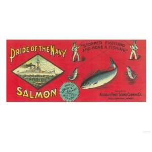   the Navy Salmon Can Label   Bellingham, WA Giclee Poster Print, 32x24