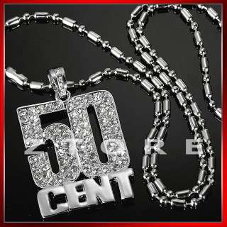 50 CENT★CZ Pendant Chain Necklace★ICED OUT★BLING★PDC50 