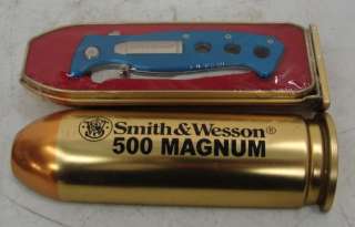SMITH & WESSON 4 Blade Folding 500 Magnum Knife In Bullet Case NEW 
