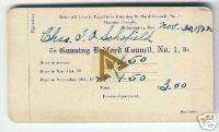 1922 Wilmington,DE Gunning Bedford Masons Dues Card  