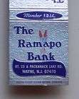 1960s? Matchbook The Ramapo Bank Wayne NJ Passaic Co MB