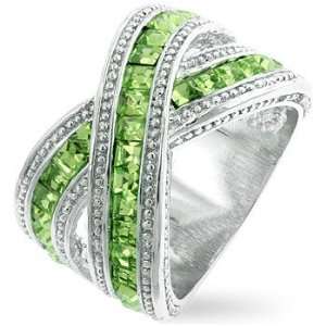    Double Bond Eternity Ring with Peridot CZ   Size 5 11, 5 Jewelry