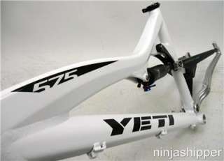 New 2010 Yeti 575 Small White Aluminum/Carbon Swingarm Frame with Fox 