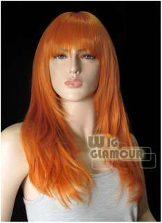 New Long Dark Orange Wavy Skin Top Hair Wig GN58  