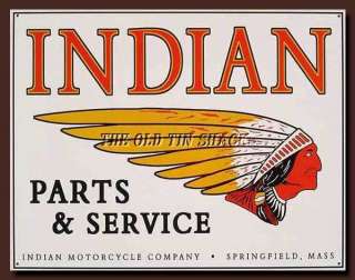  Metal Sign   Indian Motorcycles Parts & Service Chief Logo #583  