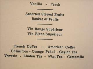 Vintage French March 1939 SS Iles de France lunch menu  