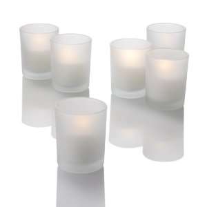  Set of 12 Frosted Votive Holders & 12 Votive Candles 
