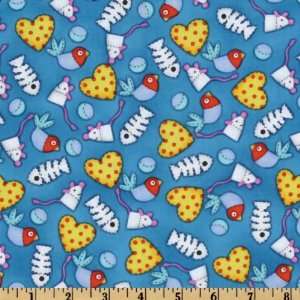  44 Wide The Cats Meow Cats Dream World Blue Fabric By 