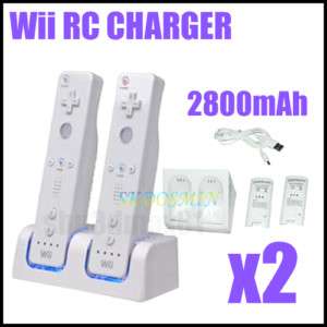 2x 2800mAh BATTERY + WII Remote Controller CHARGER B76  