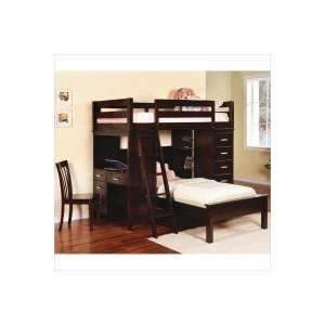  Coaster Workstation Twin Over Twin Loft Bunk Bed in 