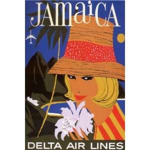  Jamaica   Retro Delta Air Travel Poster