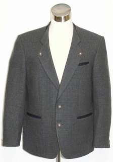 GERMAN Western BLUE WOOL TWEED Suit JACKET 52 46 L  