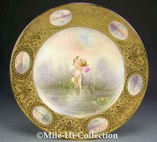 ADORABLE SUPERB LIMOGES HAND PAINTED CUPID CHARGER  