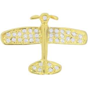  Golden Airplane Austrian Crystal Brooch Pin Jewelry