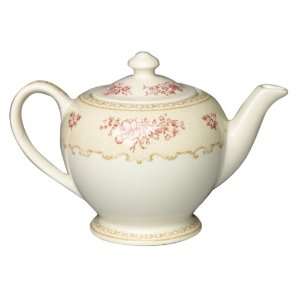   Queens China Toile de Jouy Cranberry Tea Pot