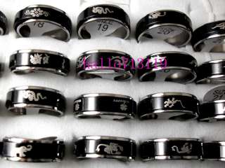 wholesale 50pcs black band spin stainless steel rings  