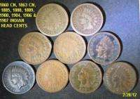   CN 1885, 1888, 1889, 1900, 1904, 1906 & 1907 Indian Head Cents.  