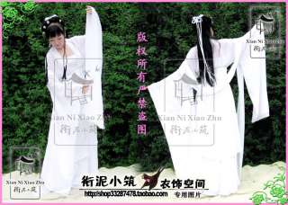 Custom made Chinese white chiffon Hanfu Dress  