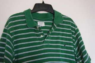 DESCRIPTION   Bright kelly green and navy stripe polo shirt. Good 