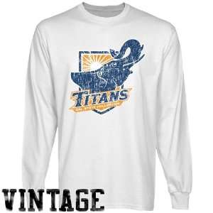 Cal State Fullerton Titans White Distressed Logo Vintage Long Sleeve T 