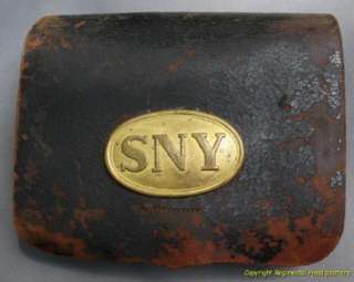 CIVIL WAR NEW YORK MILITIA CARTRIDGE BOX WITH SNY PLATE  