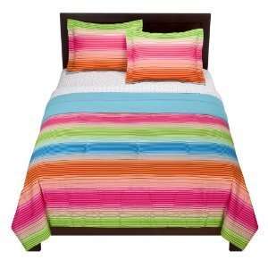   Comforter Set with Shams Reversible Colorful Stripes