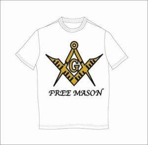FREE MASON WHITE COTTON ANVIL BRAND T SHIRT SIZE MEDIUM  