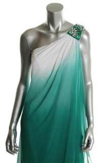 JS Boutique NEW Embellished One Shoulder Green Formal Dress Chiffon 10 