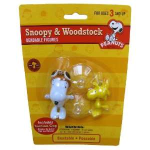   Snoopy and Woodstock Bendable Figures with Suction Cups Toys & Games