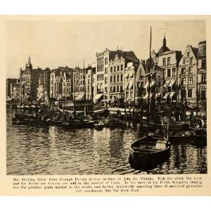  1919 Print Mottlau River Danzig Poland Vistula Gdansk 