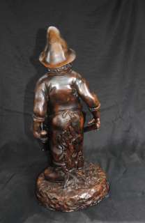Bronze Garden Gnome Wheelbarrow Sculpture  