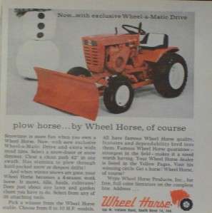 1965 Wheel Horse Tractor Lawnmower/Plow Print /Ad  