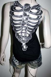 Linkin Park Heavy Metal Rock DIY Skeleton Back Top S/M  