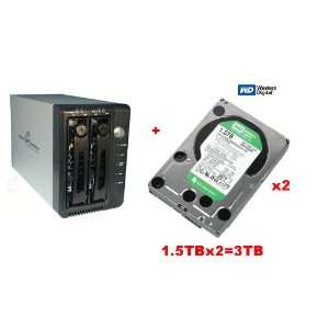 inch Dual Bay NAS SATA to USB2.0 & eSATA External Enclosure w/ Western 