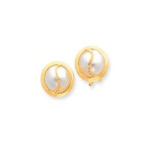   .06ct Diamond and Mabe Cultured Pearl Earrings   JewelryWeb Jewelry
