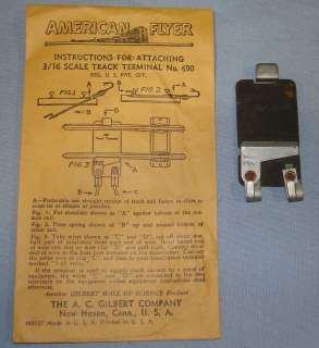 Gilbert American Flyer Lines 3 16 Scale Trains Track Terminal #690