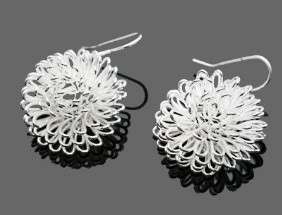 Pair Silver Blooming Dandelion Style Dangle Earrings Eardrop Free 