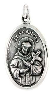 Sterling Silver St. Francis Medal 15/16 X 5/8 (24 mm X 16 mm).
