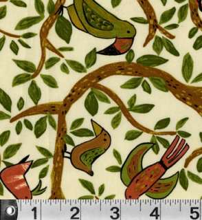 SAFARI SO GOOD Jungle BIRD P & B Textiles fabric CREAM  