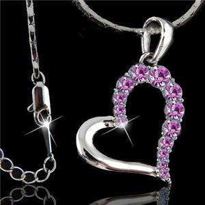 dazzling 18K WGP Swarovski crystal heart Necklace C35  