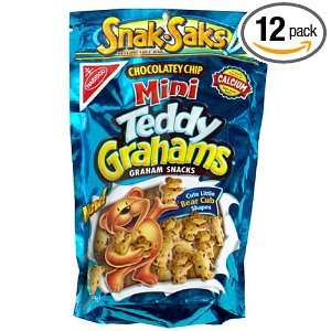 Teddy Grahams Snak Saks, Chocolatey Chip, 8 Ounce Bags (Pack of 12 