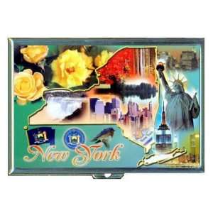  New York State Map and Sights ID Holder, Cigarette Case or 